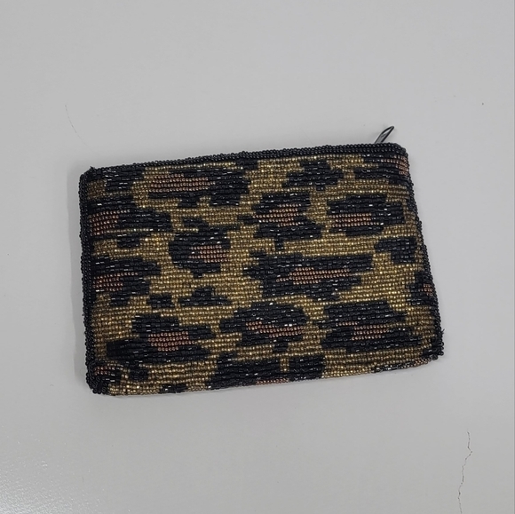 Vintage Neiman Marcus Petite Beaded Evening Clutch Coin Purse Animal Print Small - Picture 3 of 11